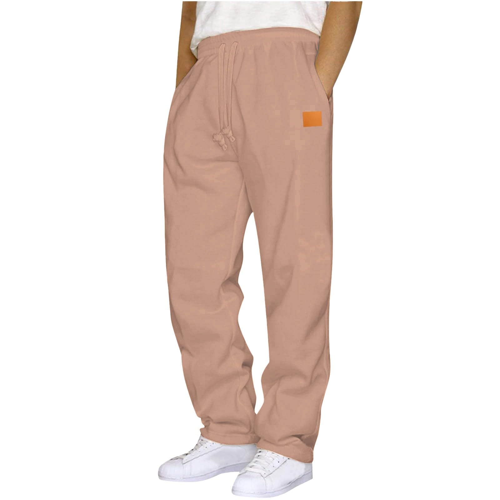 Sweatpants for Men Elastic Waist Drawstring Wide Leg Work Pants with Pockets Hiking Travel Athletic Pants