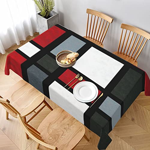 Rectangulaire Nappe Cirée Rouge Gris Noir Blanc Géométrique Nappe Lavable Nappe De Table Facile...