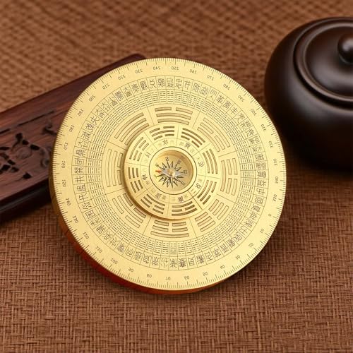 Brújula mini rotativa Feng Shui de latón estilo C miniatura 5