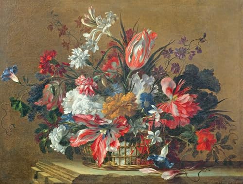 Cuadro en lienzo Cesto di Fiori Jean Baptiste Monnoyer de 60x90cm