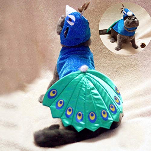 Popetpop dog peacock costume-pet costumes for cats peacocks halloween costumes with hat funny bird costume for small dogs and cats-blue 6 Popetpop dog peacock costume-pet costumes for cats peacocks halloween costumes with hat funny bird costume for small dogs and cats-blue - image 7