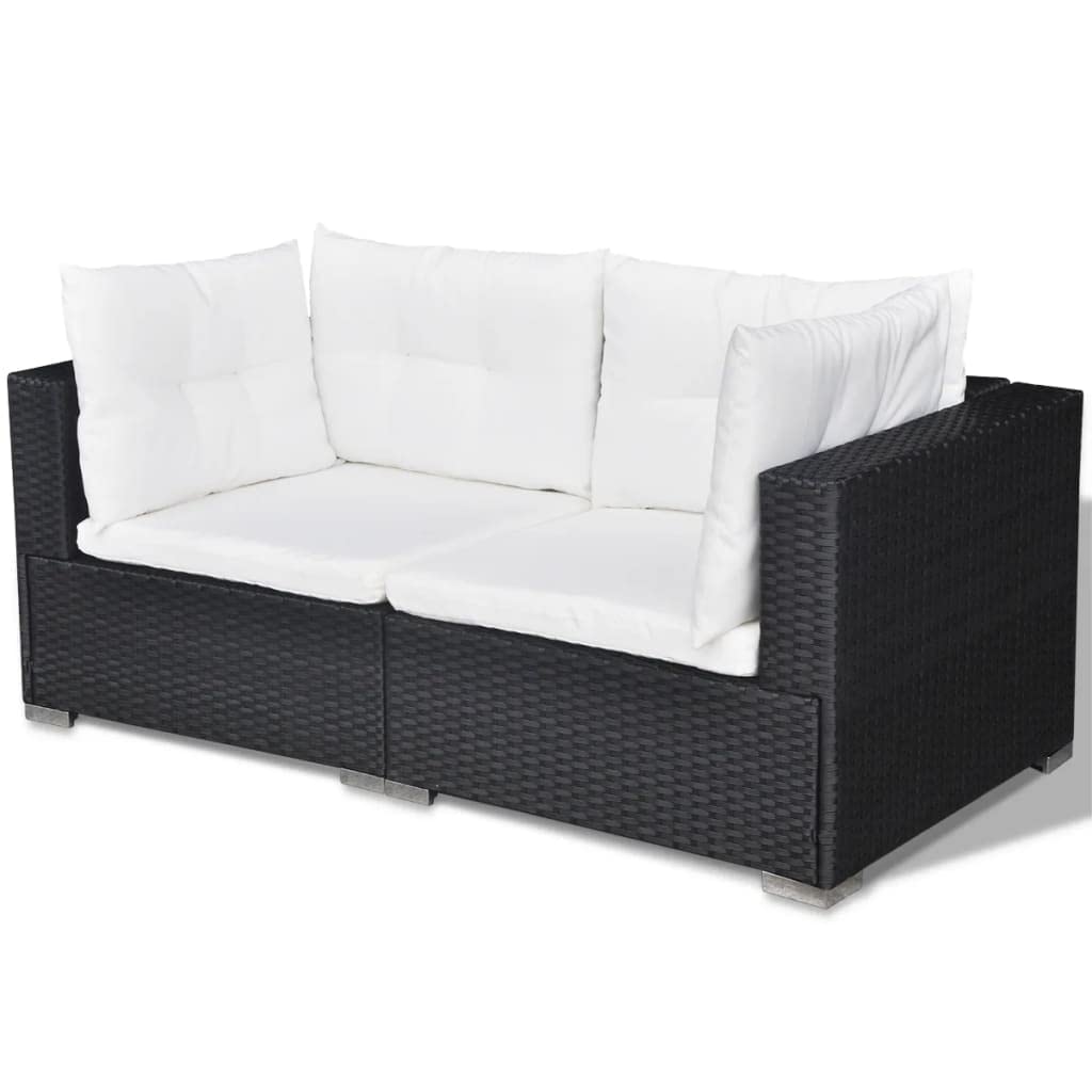 vidaXL Set de Muebles de jardín 5 pzas y Cojines ratán sintético Negro, sofá de Exterior, Conjunto de Muebles de Exterior, Conjunto de Muebles