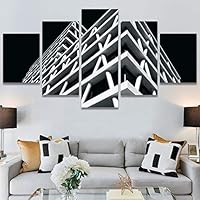 SIGNWIN 5 Panel Canvas Wall Art Architecture & Maps Closeup Cool Industrial Multicolor Patterns for Home Decorations Ready to Hang - 60