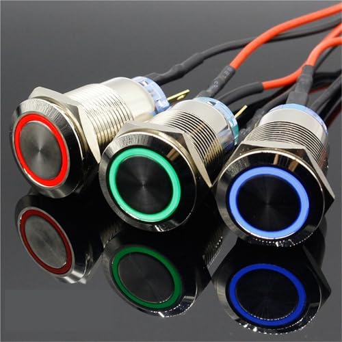Bouton-poussoir momentané alu noir 19mm pour réparer vos commandes de machine