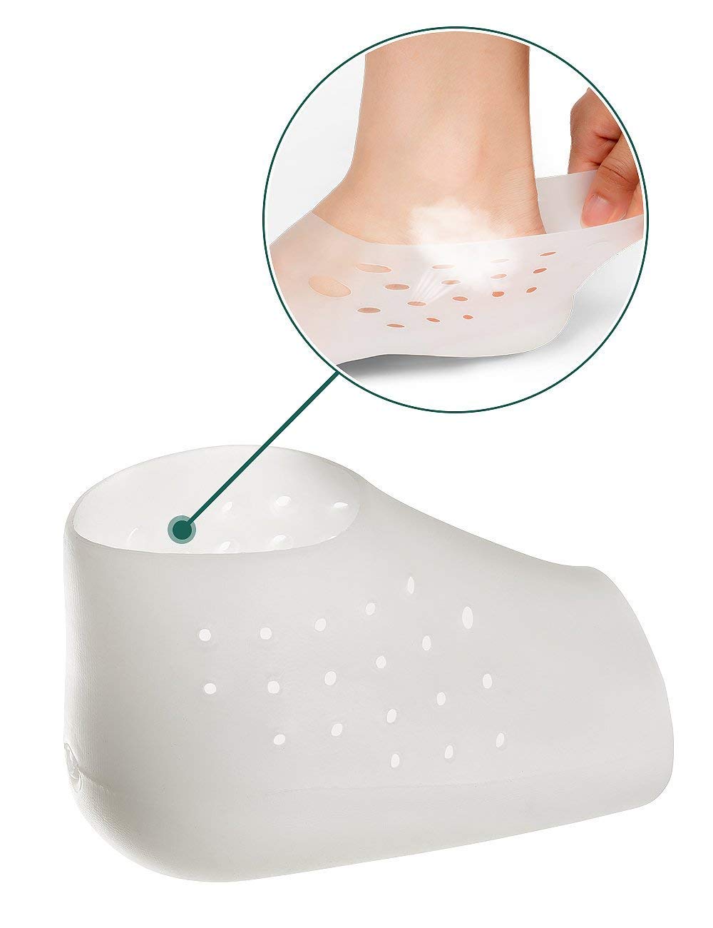 Pedimend silicone altezza aumentare scarpe inserti (2PAIR – 4pcs) | tallone solette | fascite plantare silicone Heel Protector Sock | unisex | Foot Care
