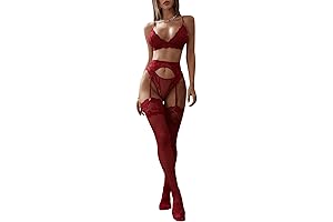 Soly Hux Sexy Lingerie for Women 4-Piece Lace Garter Lingerie Sets
