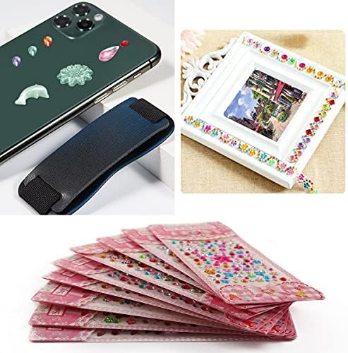 Rhinestone Stickers 12 Sheets 1200+ Pcs Self Adhesive Jewel for Crafts Crystal Sticker for Kids DIY Crafts Scrapbooking and Rewarding (Multishape)