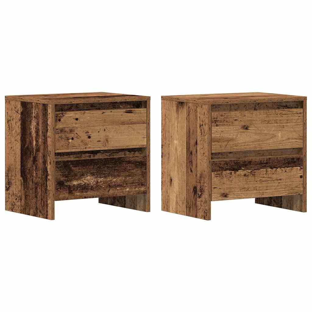 Table de chevet bois d'ingénierie robuste lot de 2 commodes de nuit durables