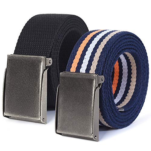 Image of Mile High Life Canvas Web Belt | Cut to Fit Up to 52 inch | Flip-Top Matte Silver Nickel Buckle 12 Colors