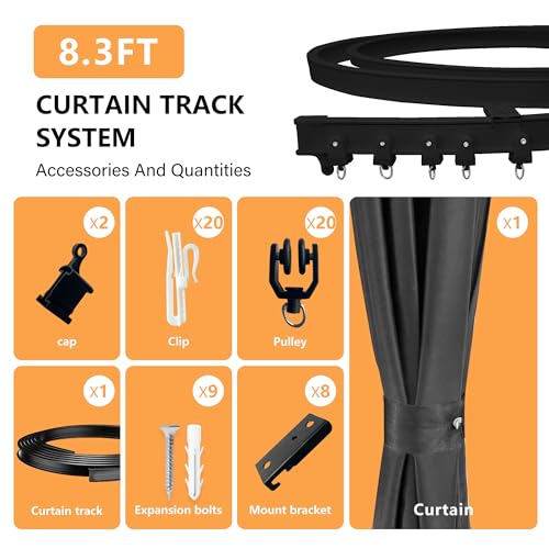 Image of MaKefeile Room Divider Curtains with Flexible Ceiling Tracks Set(Beige Drape & Black Rail W 8.3 x H 7 FT)
