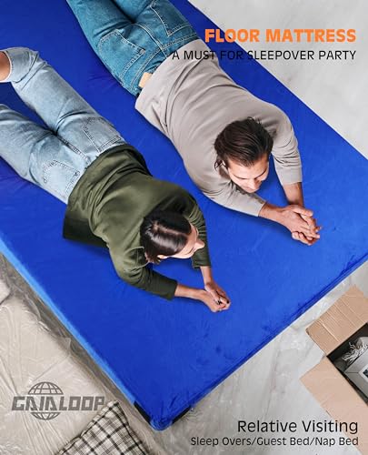 Image of 3 Inch Thick Memory Foam Camping Pad Futon Mattress Full, Portable Floor Sleeping Mat Sleepover Guest Roll Up Glamping Mattress [Full:75 * 54 * 3 inch]