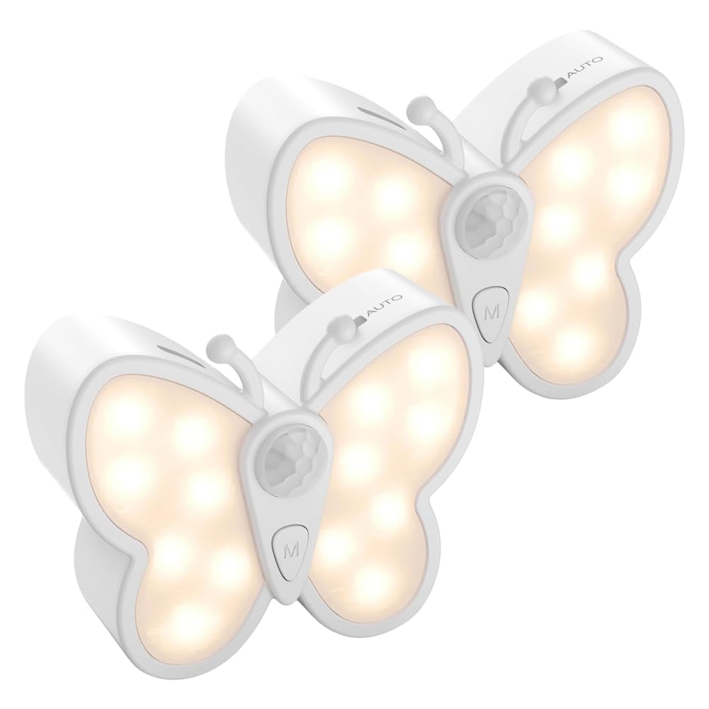 IJSDNVJNDX Smart Dimmable Butterfly LED Night Light with Brightness Control Motion Sensor Spotlight and 2 Color Temperature Options Lamp 2PCS