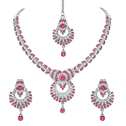 Image of Atasi International Delightful Rhodium Silver Plated Alloy Choker Necklace Set For Women