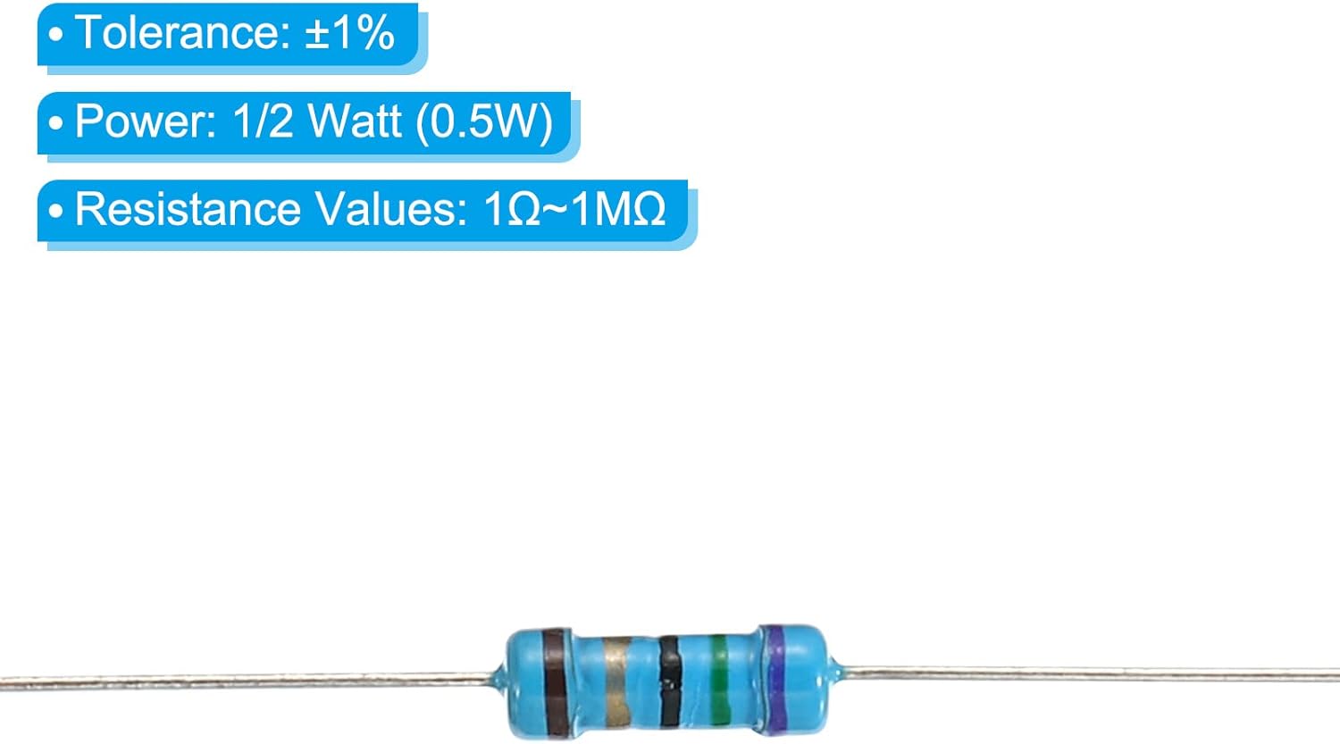 PATIKIL 1270個 金属皮膜抵抗器アソートメントキット 1オーム - 1Mオーム 127バリュー 1/2W 1%許容範囲 D