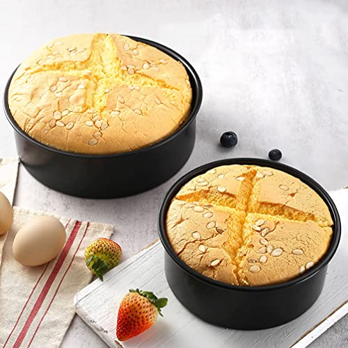Callaron Baking Pans Set Cookware Set 3Pcs Round Cake Baking Pan Carbon Steel Cake Pan Black Nonstick Cheesecake Pan For Birthday Wedding Cake Making Kitchen Bakeware Round Cake Pans Muffin Pan #TOP3