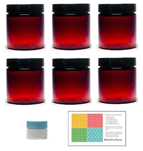 Amber 8 Ounce Plastic Jars with Black Lids (6 pk) with Mini Jar - Round Refillable Containers