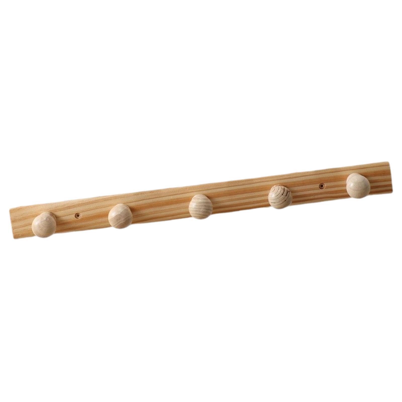 Pixzcsa Wood Color Durable Coat Hooks Wall Mounted Wooden Rack Heavy Duty Storing Coats Scarves Hats Towels In Home Office Area Coat Hooks Wall Mount Door Hanger Rack, 5