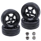 Hobbypark 1/10 On Road Tires & Wheels Rims 12mm Hex Hub for Redcat HPI Tamiya HSP Exceed RC Touring Car Tyre(4-Pack)