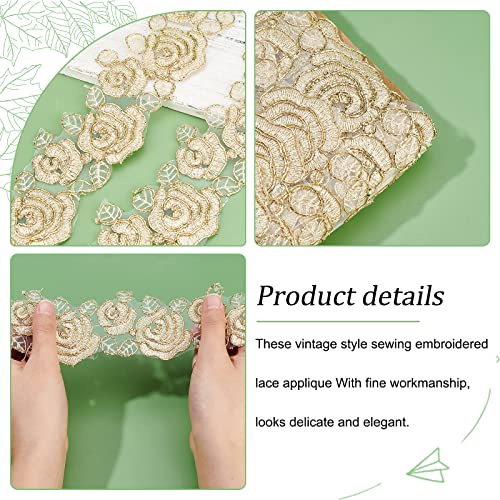 Ph Pandahall 3D Flower Lace Trim, Embroidery Lace Flower Cloth Applique Lace Ribbons Lace Trimming For Sewing, Cake Fringe, Wedding Bridal Dress, Diy Sewing Craft Supplies (4.6~5 Yards 2.48") #TOP6