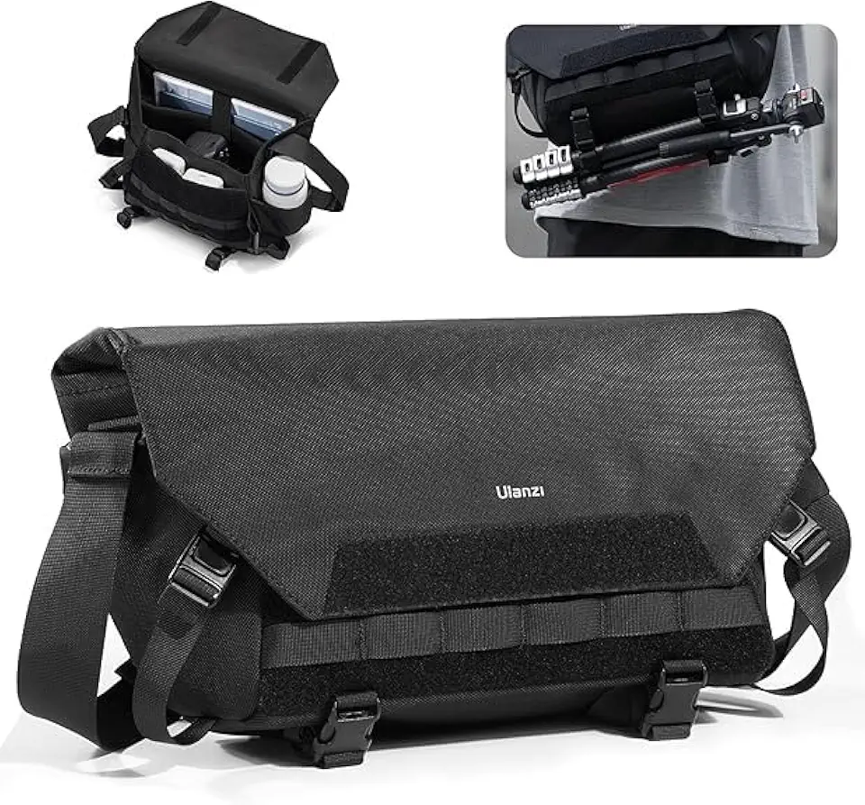 ULANZI Sling Camera Case com suporte para tripé, bolsa de ombro tática para câmera pequena e compacta para câmeras DSLR/SLR/sem espelho, bolsa à prova d'água para corpo cruzado