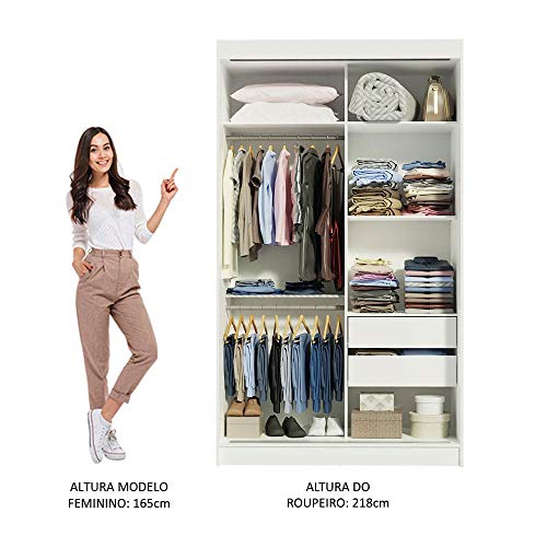 Guarda-Roupa Solteiro Madesa Tokio 2 Portas de Correr 2 Gavetas - Branco