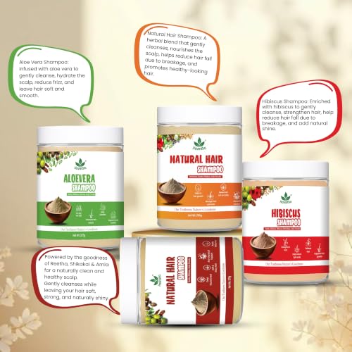 Image of Havintha Natural Herbal Powder Shampoo Combo for Hair Care - 4 Types (227g Each) | Ayurvedic Hair Cleanser with Amla, Reetha, Shikakai & Herbs | Chemical-Free, Sulfate-Free Herbal Shampoo Powder for Men & Women