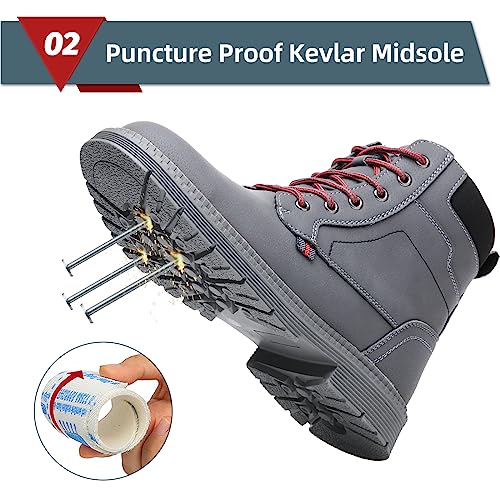 Image of ANGRYRAM Winter Steel Toe Work Boots for Men Fleece Lined Winter Safety Boots Men's Slip Resistant Safety Construction Shoes Indestructible Industrial Boots