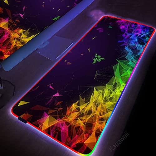 ゲーミングマウスパッドカラー ロンバス テクノロジー ライン RGB マウスパッド かわいい アニメ ラージ 13 照明モード ソフト LED マウスパッド コンピューター キーボード マウスパッド マット プロゲーマー用,Color,XXX-Large)