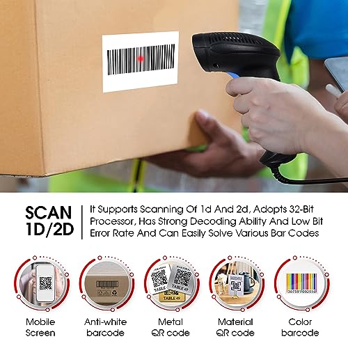 Image of Team Office BS20 Barcode Scanner | QR Code Scanner 1D 2D Label Reader Handheld for Retail Store Market Pharmacy (USB & Wired)