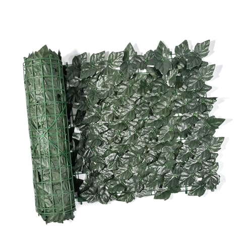 keloppasit Paneles de pared de hierba, setos de plantas de hoja de uva falsa, pantalla de privacidad de hojas verdes, paneles con protección UV, decoración de vid para balcón, valla, jardín, ratán