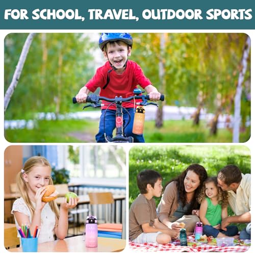 Trinkflasche 500ml, Wasserflasche, Trinkflasche mit Strohhalm Kinder, Auslaufsicher, Wasserflasche mit Strohbürste und Topfbürste, Leicht zu Reinigen, Water Bottle für Schule, Büro, Fitness, Outdoor