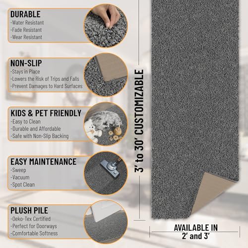 Ottomanson Tapete Pasillo Shag 3' x 8' Gris miniatura 2