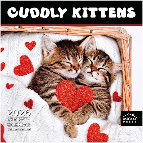 MICASA PRESS Cuddly Kittens 2026 Wall Calendar 12 Month | 12" x 24" Open | Thick & Sturdy Paper | Giftable | Cute Kitten Cat Calendar 2026