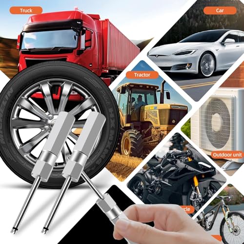 Image of 2 Pcs Valve Core Removal Tool Set, Professional Screwdriver Tire Valve Stem Core Remover Tool, 4.3 Inch Heavy Duty Tire Valves Stem Remover & Installer for Schrader Valves Removal