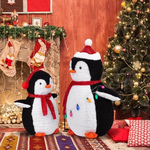 Outvita Lighted Penguins, Outdoor Christmas Decoration Waterproof Penguin Ornament with