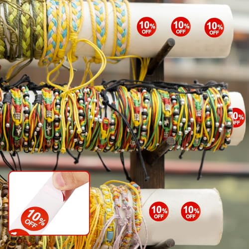 Tinoaly 1000uds Pegatinas de 10% Descuento, Pegatinas Redondas de 25mm Autoadhesivas 10 Porciento Descuento Etiquetas Promoción Prácticas Venta para Tiendas Minoristas Supermercados (Rojo) - imagen 5