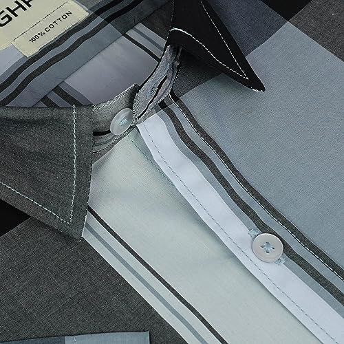 Image of GHPC 100% Cotton Checkered Half Sleeves Regular Fit Formal Shirt for Men