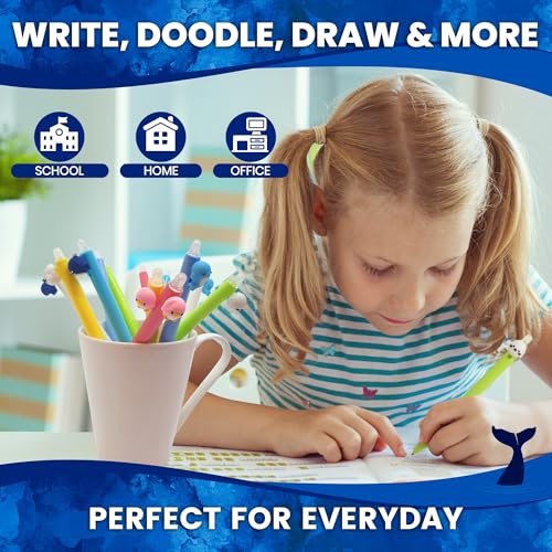 Image of BUNMO 12 Erasable Gel Pens - Cute Animal Fine Point Pens for Kids