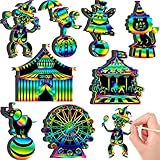 Carnival Party Favors: you will get 80 pieces of carnival scratch off cards, 8 styles, each style has 10 pieces, 80 sticks, 80 ribbons; Sufficient quantity will meet your using needs, and you can share them with your family Reliable Material: our car...
