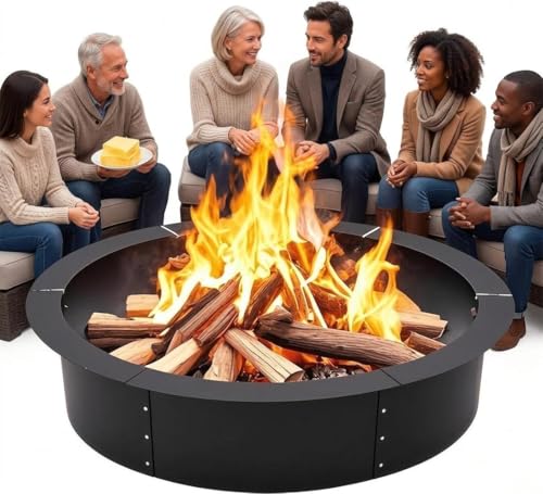 Virimolo - Anillo para chimenea, exterior, redondo, de acero al carbono, inserción/marco de brasero DIY, diámetro 122 cm o 152,5 cm, altura 22,8 cm, revestimiento de pintura de alta temperatura
