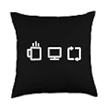 Programmer Software Engineer Coder Coffee Work Repeat Throw Pillow