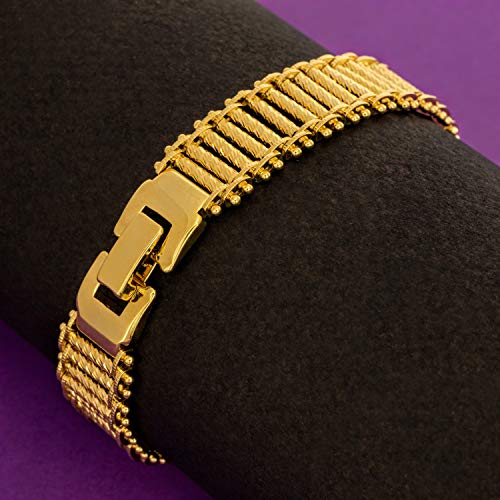 LIFETIME JEWELRY Riccio Bar Bracelet 24k Real Gold Plated for Women and Men (10mm & 13mm)3