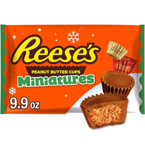 REESE'S Miniatures Milk Chocolate Peanut Butter Cups, Christmas Candy Bag, 9.9 oz
