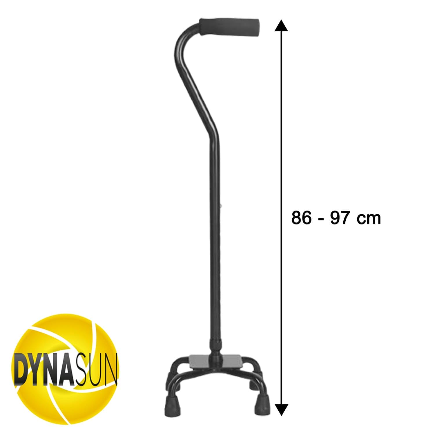 Bastone da passeggio ergonomico a quattro piedi DynaSun F307 ausilio per la deambulazione regolabile, stampelle con impugnatura morbida e imbottita per anziani, uomini e donne