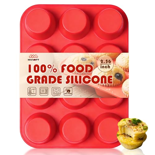 HKNMTT Silicone Muffin Pans for Baking 12Cups BPA-Free Egg Bites Mold