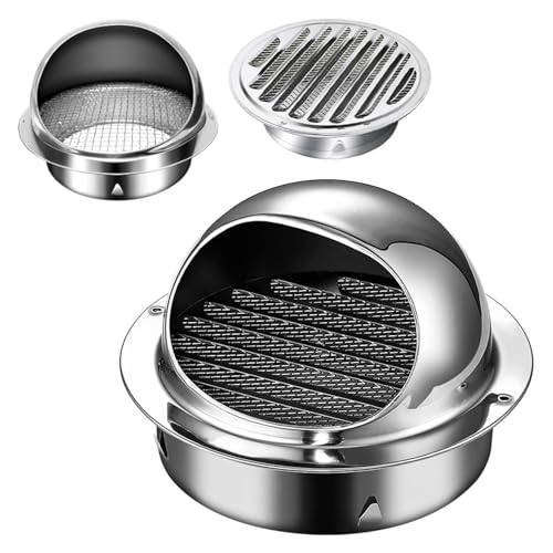 Cubierta De Ventilación Respiraderos Cocina Baño,Rejilla De Ventilación De Acero Inoxidable,50-300mm Salida De Ventilación De Pared Redonda,A Prueba De Viento,Con Malla Protectora(170mm)