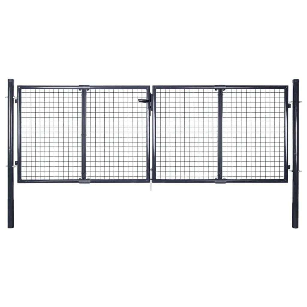Gecheer Cancello,da Giardino,Esterno,in Acciaio Zincato,Grigio Antracite,306x125 cm,Cancello,Doppia Anta,Cancello,da Giardino,Esterno,Cancello, Metallo,Cancello, Acciaio,Cancello, per Esterno