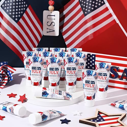 Image of 12 Pcs Mini Sunscreen Bulk for Summer Travel Size Spf 30 Water Resistant Sunscreen Lotion Bulk for Thank You Gifts Hawaiian Wedding Bridal Party Favors for Pool Wedding(Independence Day)