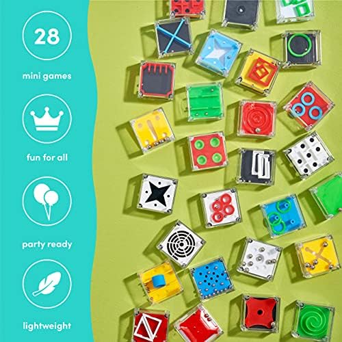The Twiddlers - 28 Pack Mini Maze Puzzle Cube Game Brain Teaser for Party Bag Favours & Stocking Filler - 2cm x 4cm