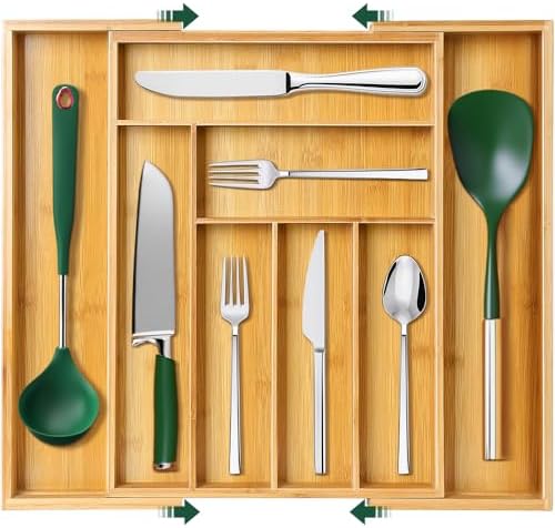 8 Divisórias Organizador de Gaveta de Bambu Expansível, Porta Tal...